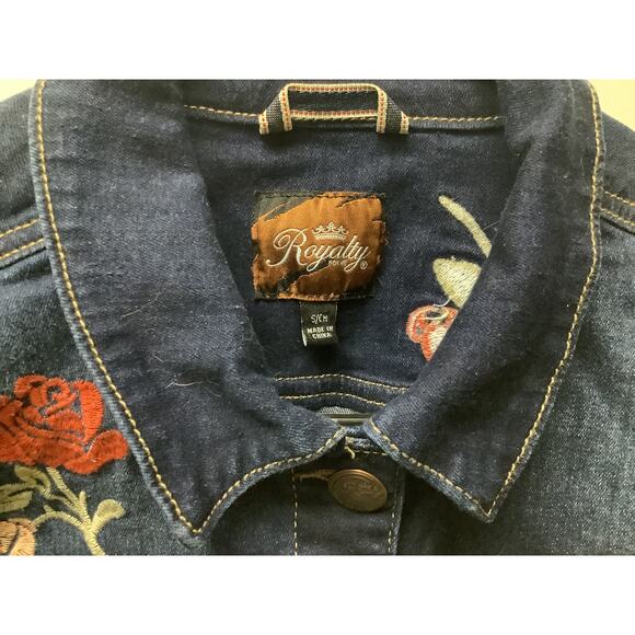 Royalty for Me Embroidered Denim Jean Jacket size S - Picture 5 of 5